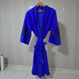 VTG Harcourt Robe Mens OS Royal Blue Tie Belt USA Made Pockets Soft Fleece Lined